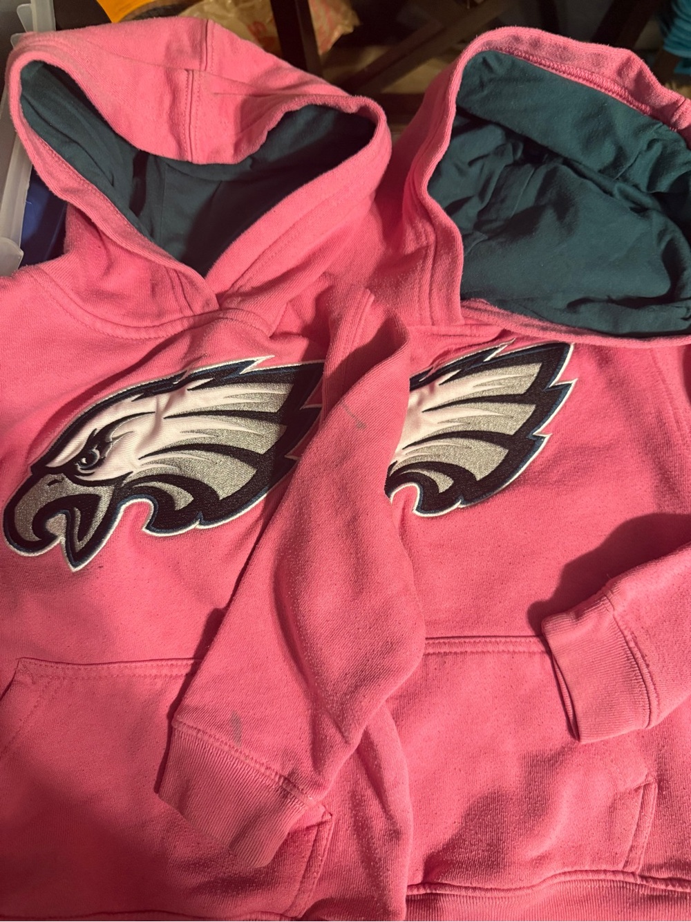 NFL Pink Kids Pullover Hoodie with Philadelphia Eagles Patch (2 available twins) - Picture 2 of 4